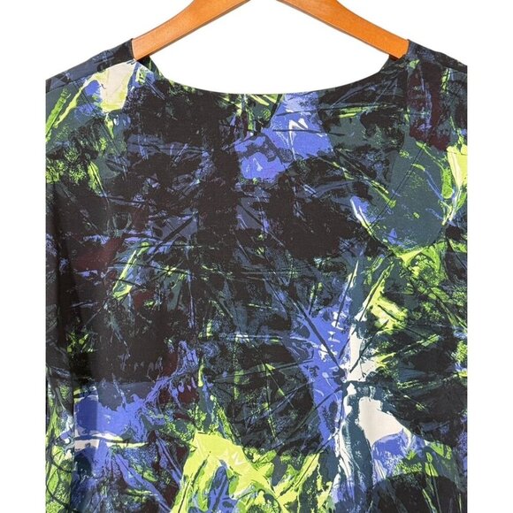 Issey Miyake Cowl Neck Blouse Top Artsy Abstract Slinky Knit Black Blue Size 2 - Picture 7 of 12